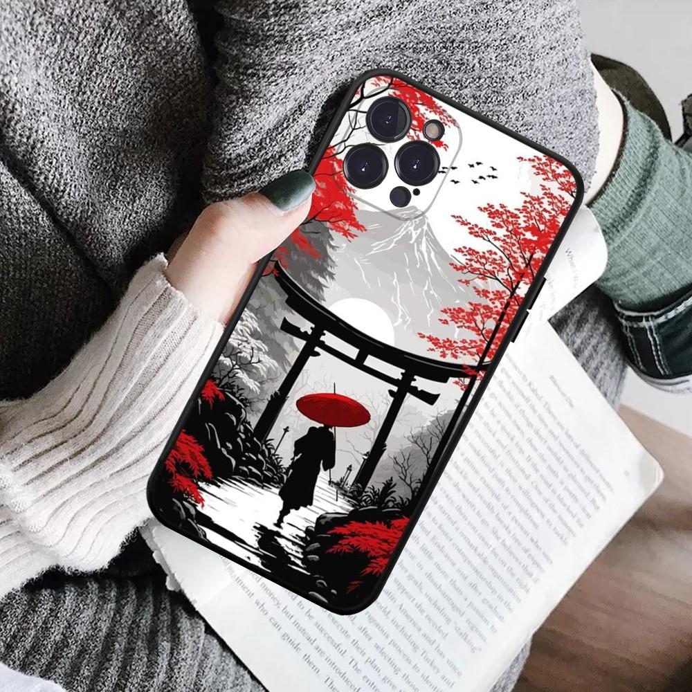 Japanese Landscape Phone Case For IPhone 16 15 8 7 6 6S Plus X SE XR XS 14 11 12 13 Mini Pro Max Mobile Case