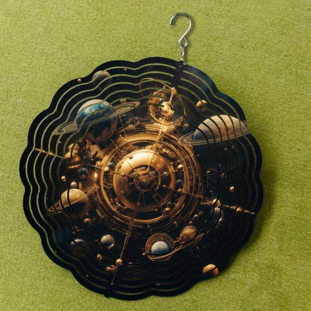 Nebula Motion Wind Spinner - 2D Rotating Space-Themed Metal Wind Chime (No Battery Needed)