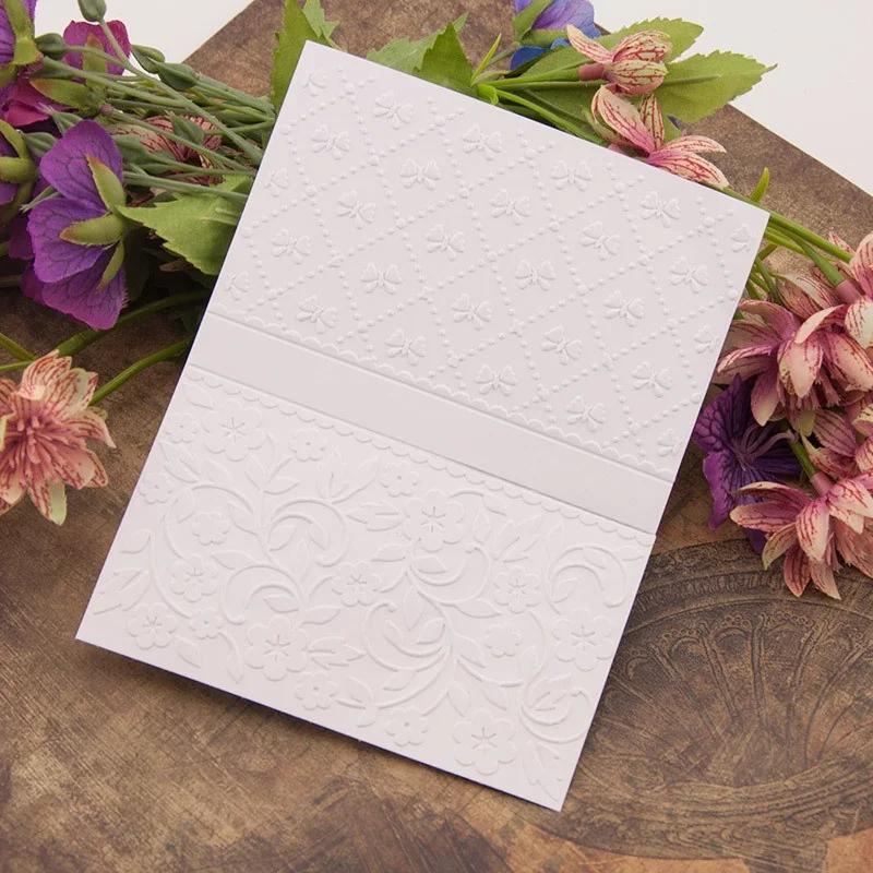 3D Embossed Folder for DIY Relief Craft Making Bowknot Flower Pattern Background Greeting Card Scrapbooking No Stamp Metal