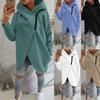 Women's Long Sleeved Casual Black Hooded Jacket Sweatshirt with Front Pocket Zipper Hoodie
