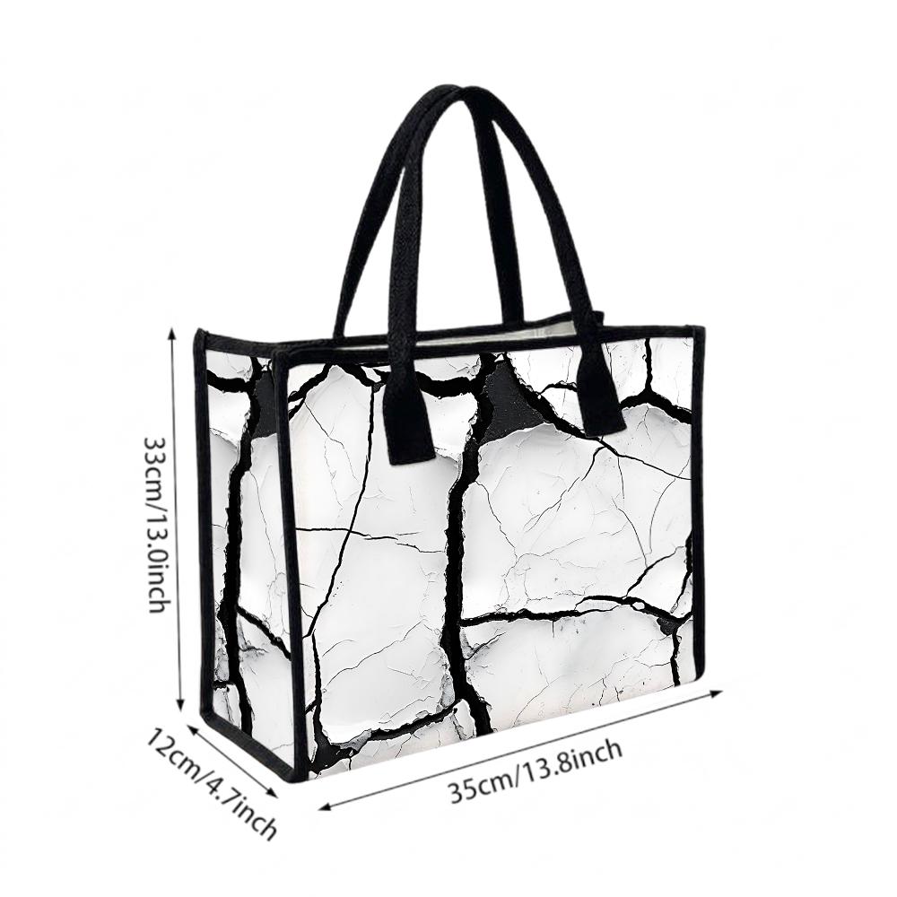 Crack Pattern Tote Bag Large Capacity Casual Shoulder Bag for Daily Use Shopping Travel