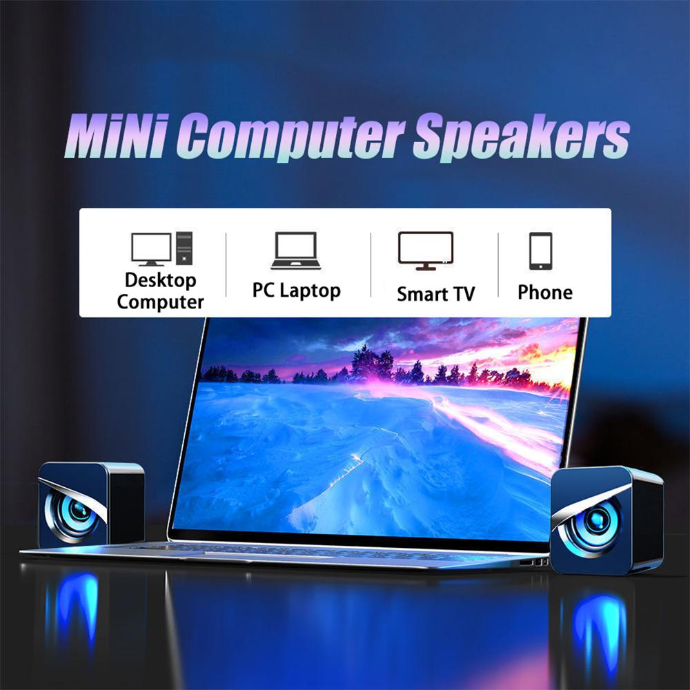 Computer Speakers PC Sound Box HIFI Stereo Audio Microphone USB Wired Caixa De Som With LED Light For Desktop Computers Laptop