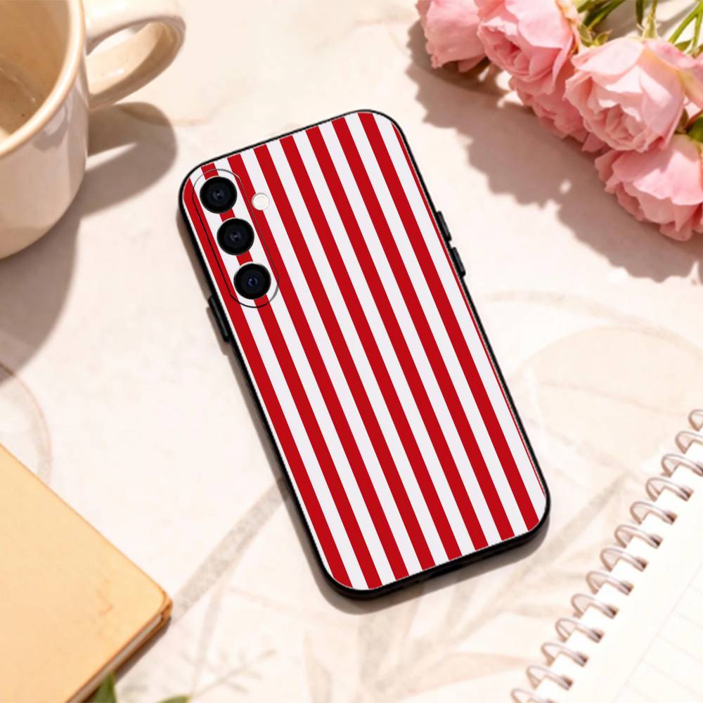 B-Burgundy White Stripe    phone Case For Samsung Galaxy A73,A72,A71,A70,A53,A52,A51,Others Soft Black Shell