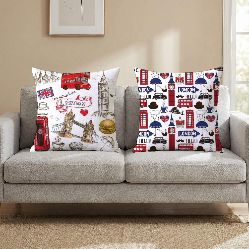 LOVE England Bedruckte Kissenhülle Mehrzweck-Kissenbezug für Zuhause & Auto - Wendbar, Weich & Langlebig für den täglichen Gebrauch