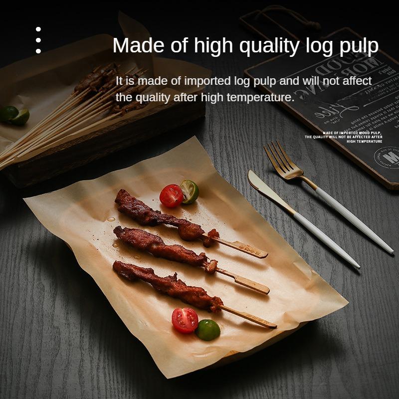 Backmattenpapier Küchenofen Kommerzielles gelbes Silikon-Fettschutzpapier Ölabsorbierendes Papier Fettschutzpapier für frittierte Lebensmittel Braunes Grillpapier