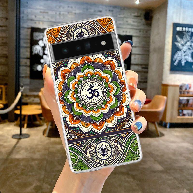 

Phone Case Cover for Google Pixel 9 8 7 6 5 4 4XL 7A 6A 5A 4A 3A Pro XL 5G Transparent Soft TPU Shell Indian Pattern Mandala Bag for Pixel 8