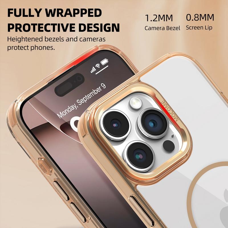 Genomskinligt Magsafe Magnetiskt Fodral För iPhone 16 Pro Max 15 Pro 14 13 12 11 Metallisk Linsram Genomskinligt Stötsäkert Mjuk Kantad Mobilskal