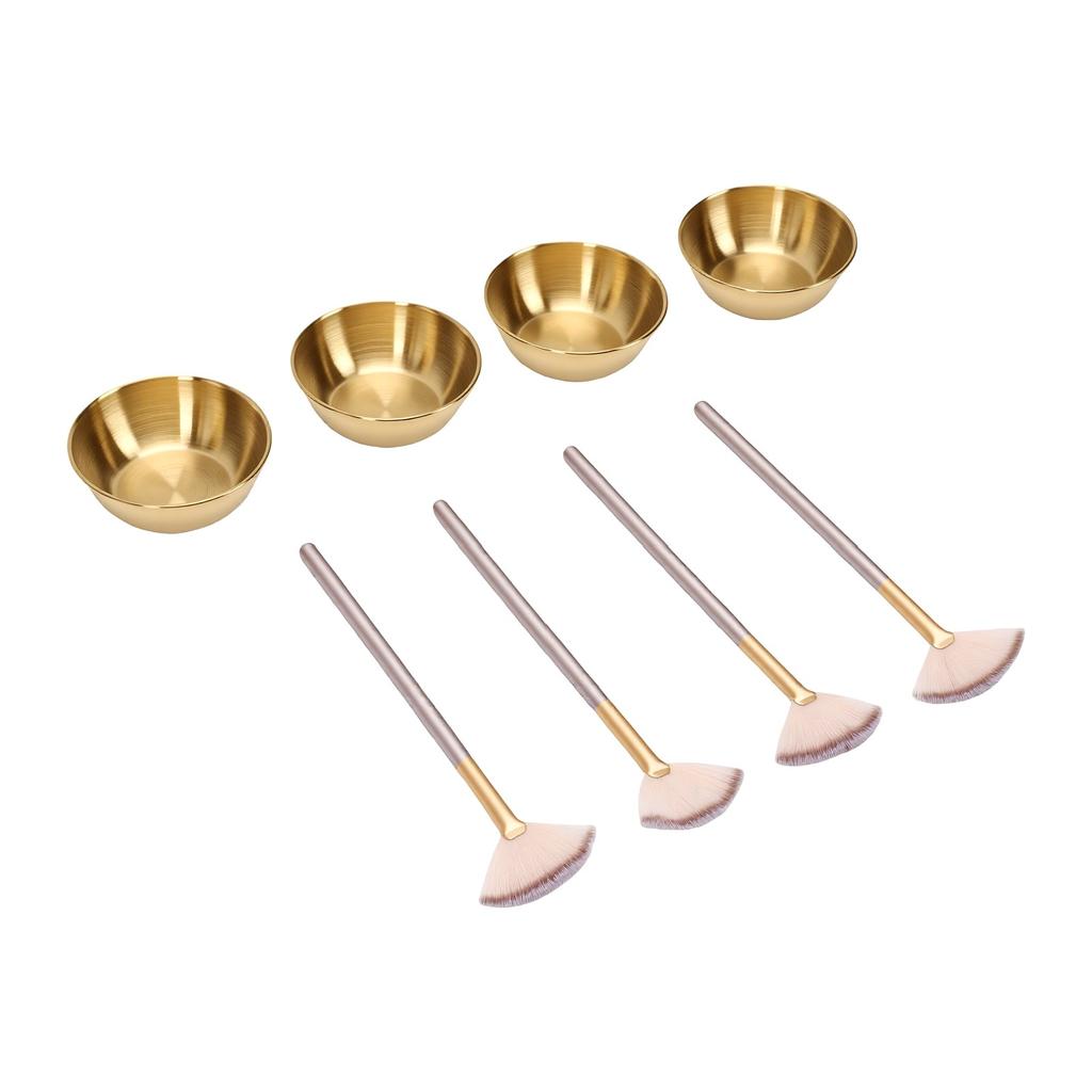Facial Mask Care Tool Kit 4 Mixing Bowls 4 Fan Brushes Facial Bowl and Brush Set for for Home Salon Use