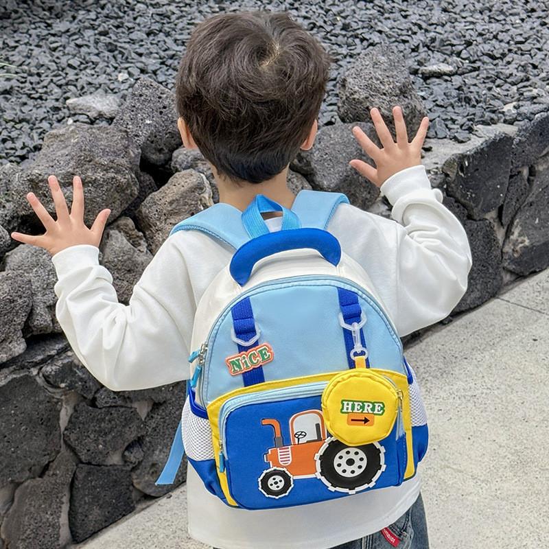 Capacity Large Backpack Cartoon Tractor Girls Boys Baby Kindergarten Bag School