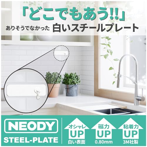 NEODY Steel Plate Magnet, White Magnetic Sheets, Set of 5 (150*45*8mm) SP-0102-W