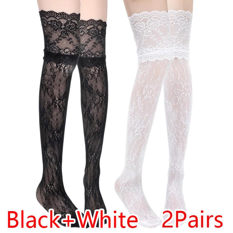 Damen Sexy Spitze Floral Fischernetz Strümpfe Kostüme Jk Lolita Oberschenkelhohe Socken Nylon Netz Atmungsaktiv Besatz Über das Knie Socken One Size
