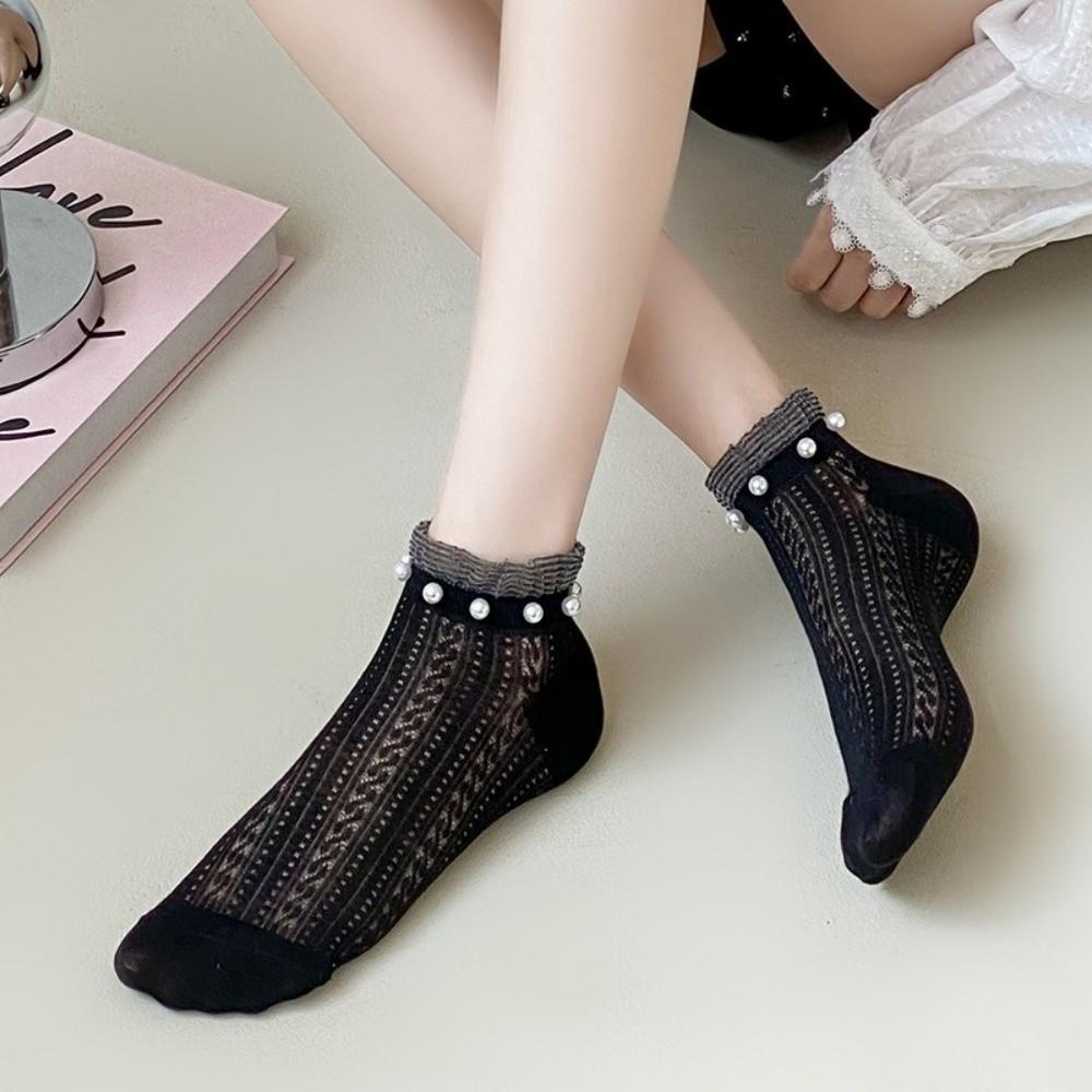 Fashion Elastic Lace Ruffle Socks Low Tube Mesh Women Ankle Socks Preppy Style Breathable Princess Dress Socks Women Girls