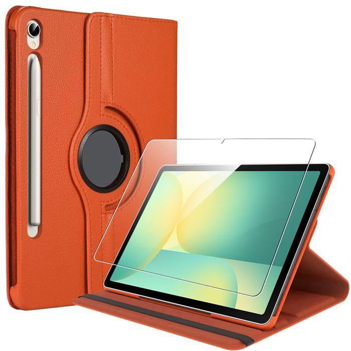 Case + Tempered Glass - BOOLING - for Samsung Galaxy Tab S10 FE / S9 FE - Rotating Stand - Orange