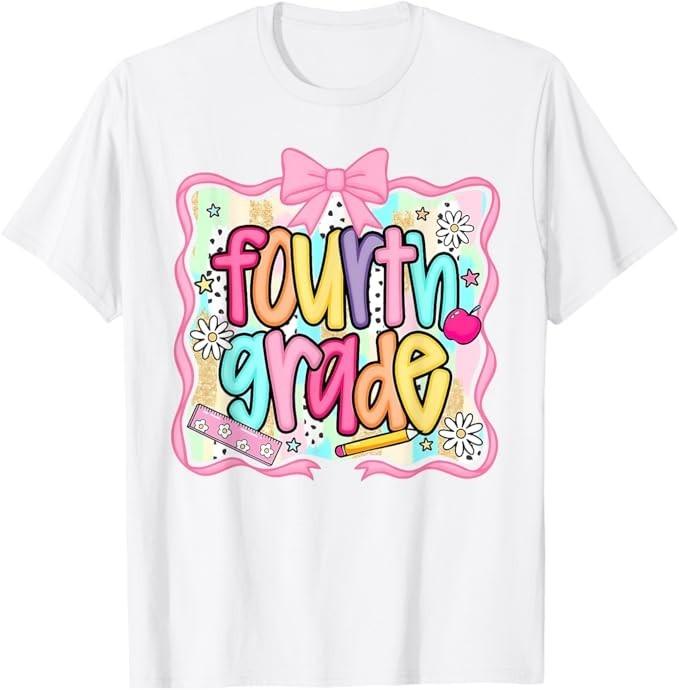 

Fourth Grade Floral Coquette 4th Grade Girls Back To School T-Shirt 2XL