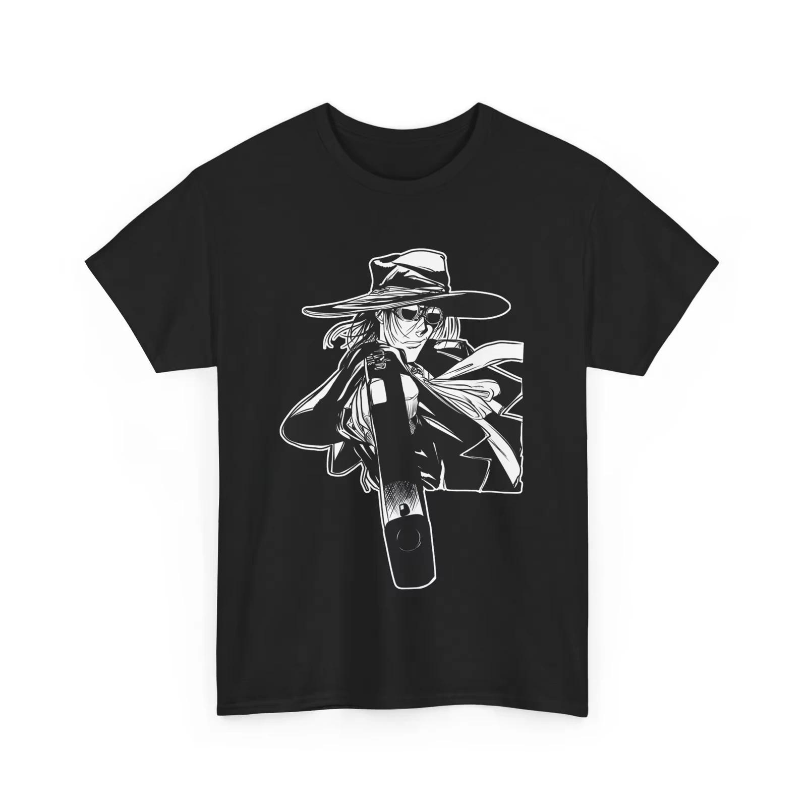 

2026 Summer Short Sleeve Hellsing Alucard Anime TShirt Horror Manga Tee Unisex Heavy Cotton Fans Loose Cotton Tops Tee Harajuku 4XL