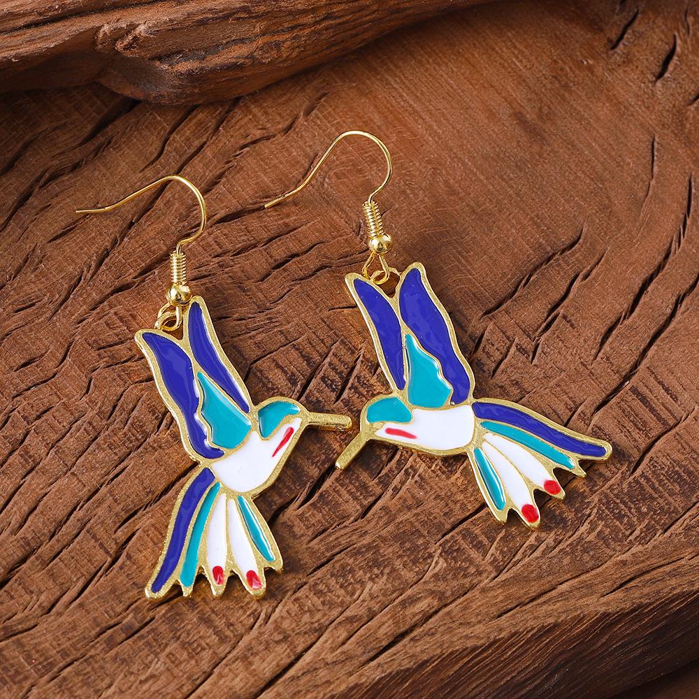Pendientes Retro de Pájaros Coloridos: Joyería de Animales Versátil de Alta Gama para Mujeres
