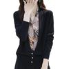 Women's Autumn Patchwork Knit Wool Cardigan - V-Neck Sweater Coat