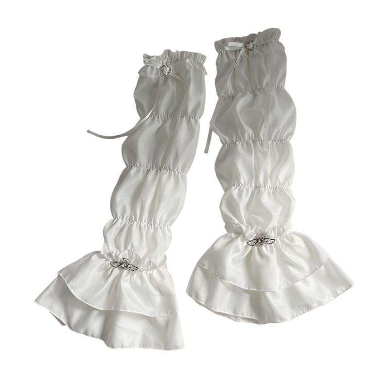 Elegant Lace Trimmed Chiffon Arm Sleeves With Ruffled Detail Photoshoot Costume Sleeves For Cosplay And Anime Fashion
