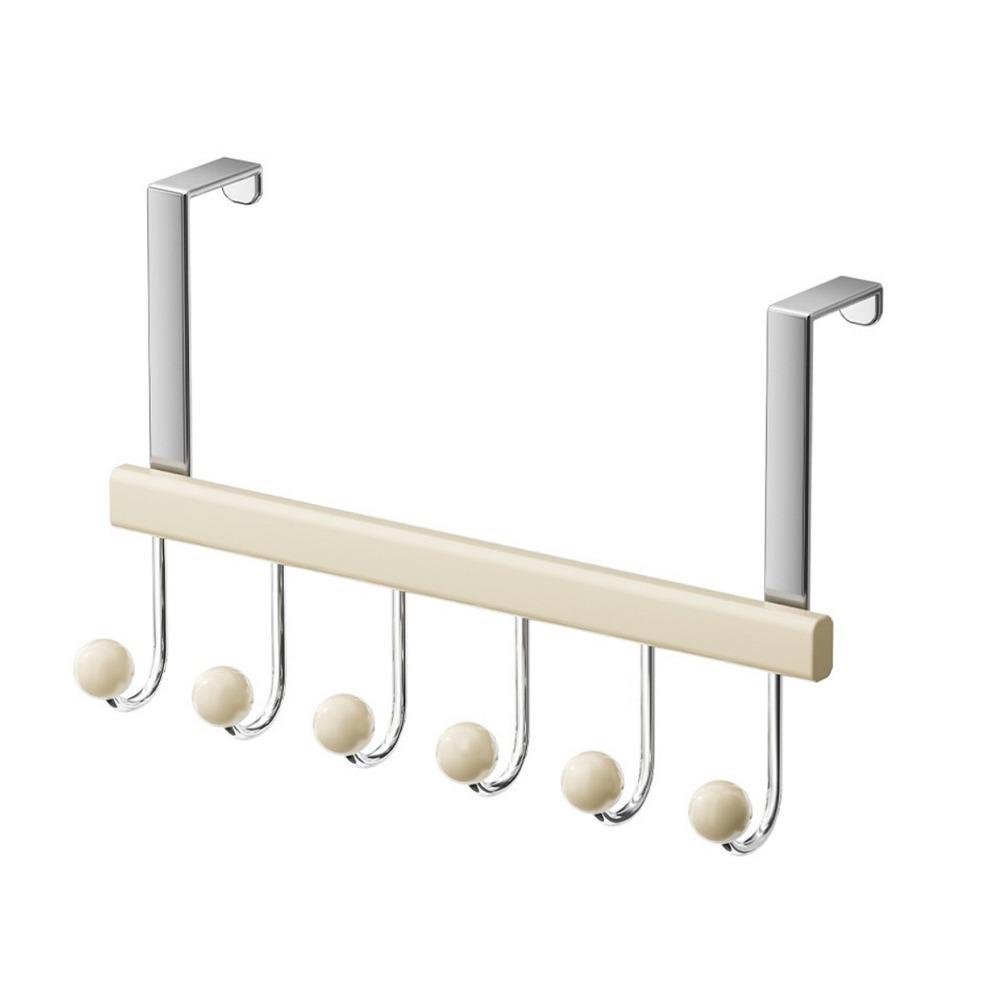 

6 Hooks Over The Door Hooks Punch Free Large Capacity Clothes Coat Hooks Space Saving Folding Towel Hooks Behind The Door бежевый