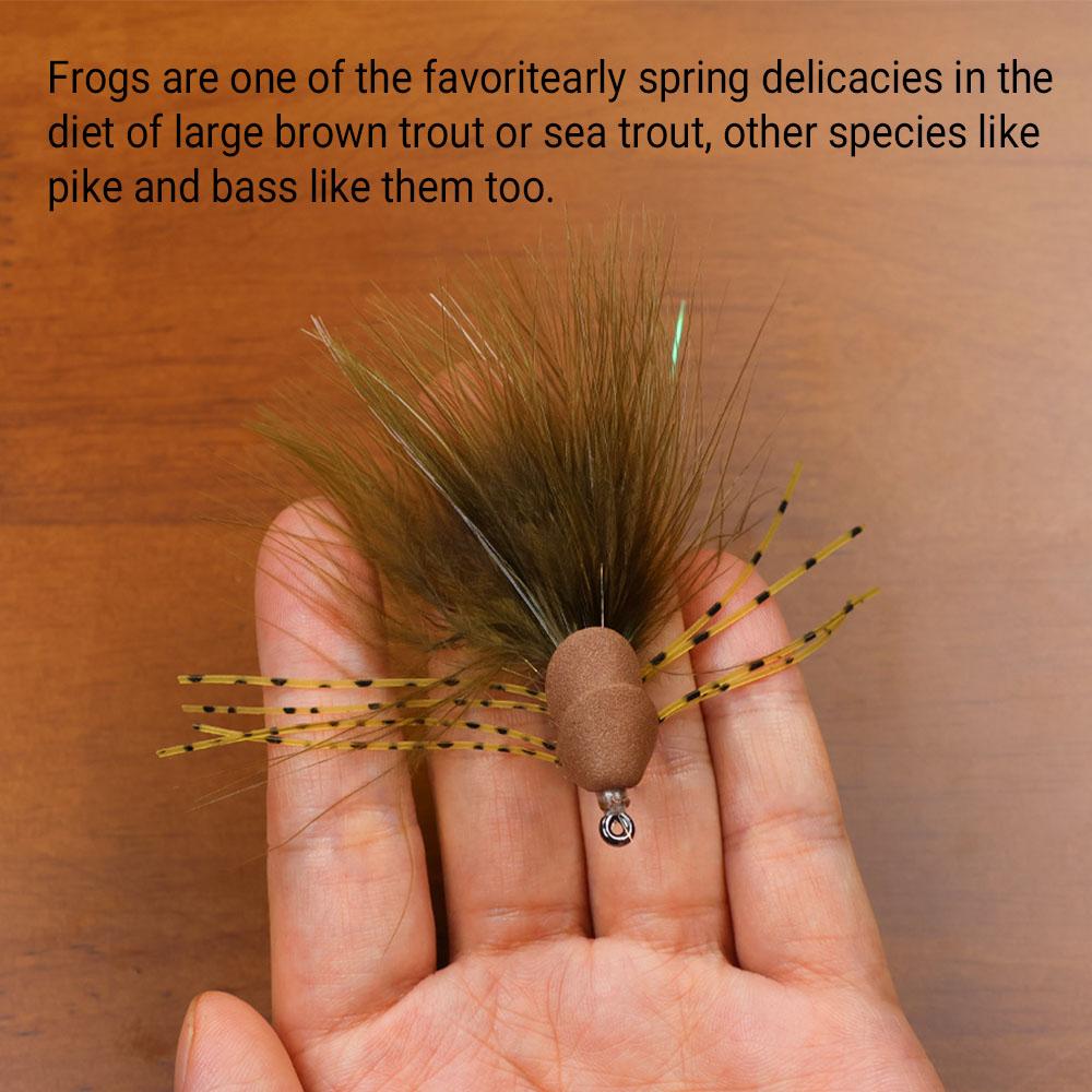 4PCS Topwater Frog Fly Lure Weedless Bass Pike Snakehead Fishing Bait, Realistic Rubber Legs Surface Popper for Freshwater Fly Fishing