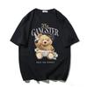 2023 New Men's Cartoon Bear USD Print 100% Cotton T-shirt High Quality Short Sleeved Shirt Street Fitness Clothing
