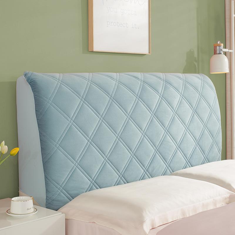 Tykk fløyel hodegjerdedeksel All-inclusive Supermykt glatt vattert hodedeksel Ensfarget Sengerygg Støvbeskytterdeksel