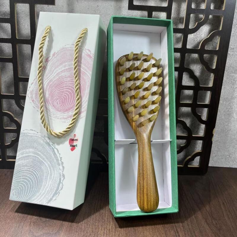 

Green Sandalwood Horn Scalp Massage Comb