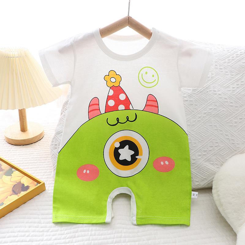 Zomerjongen Baby 0-1 Jaar Meisje Dunne Korte Mouw Cartoon Baby Onesie Romper