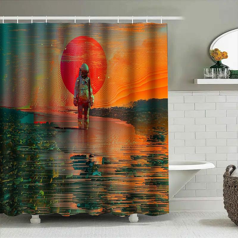 Space Explorer Shower Curtain Galaxy Universe Pattern Bathroom Decor Modern Art Sci-Fi Home Decor Gift Ideas Celestial Wall Art