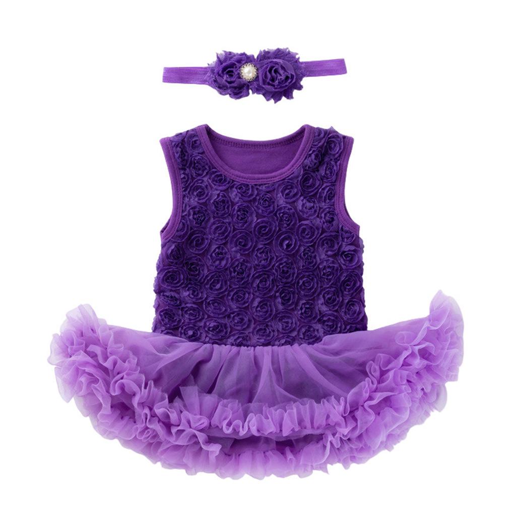 Summer Children Rose Sleeveless Princess Girl Solid Color Cute Princess Dress