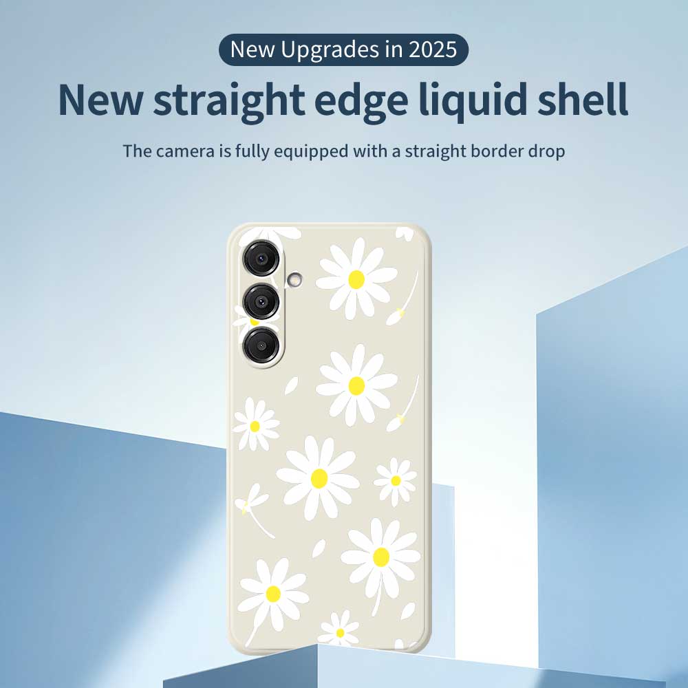 For Samsung Galaxy A16 5G/4G Case White Daisy Pattern Printing Straight Edge TPU Phone Back Cover