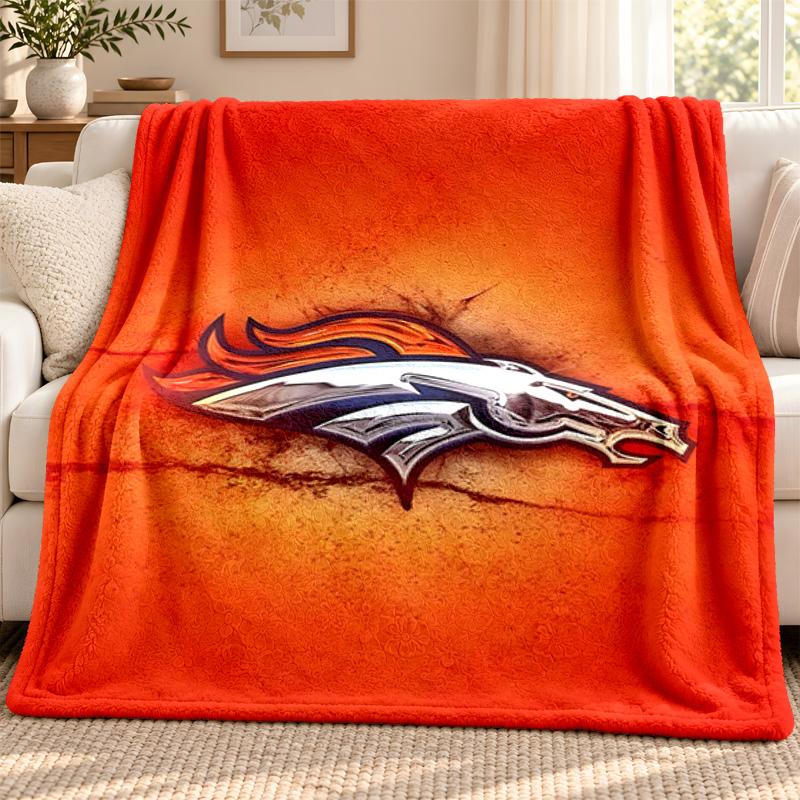 Denver Broncos Decke Flanelldecke Weich Gemütlich Plüsch Überwurf für Sofa Bett Leichtgewichtige Heimdekoration Outdoor Camping