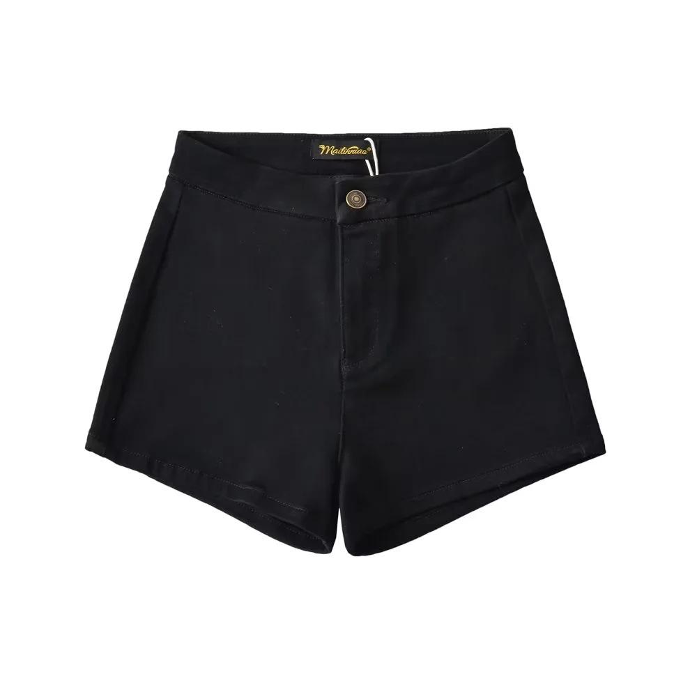 

Women s 2023 High-Waisted Slim Denim Shorts: Elastic, Leg-Lengthening, Hip-Hugging XL чорний