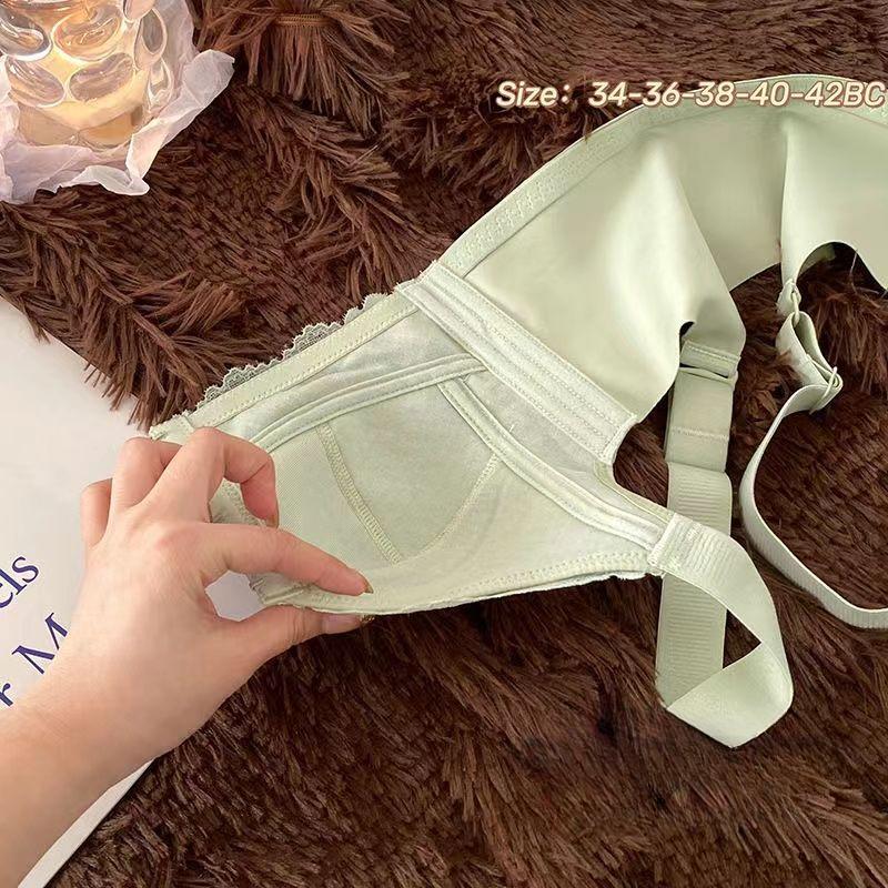 Sexy Front Closure Lace Thin Cup Bra with Full Coverage to Prevent Sagging and Side Boob for Women