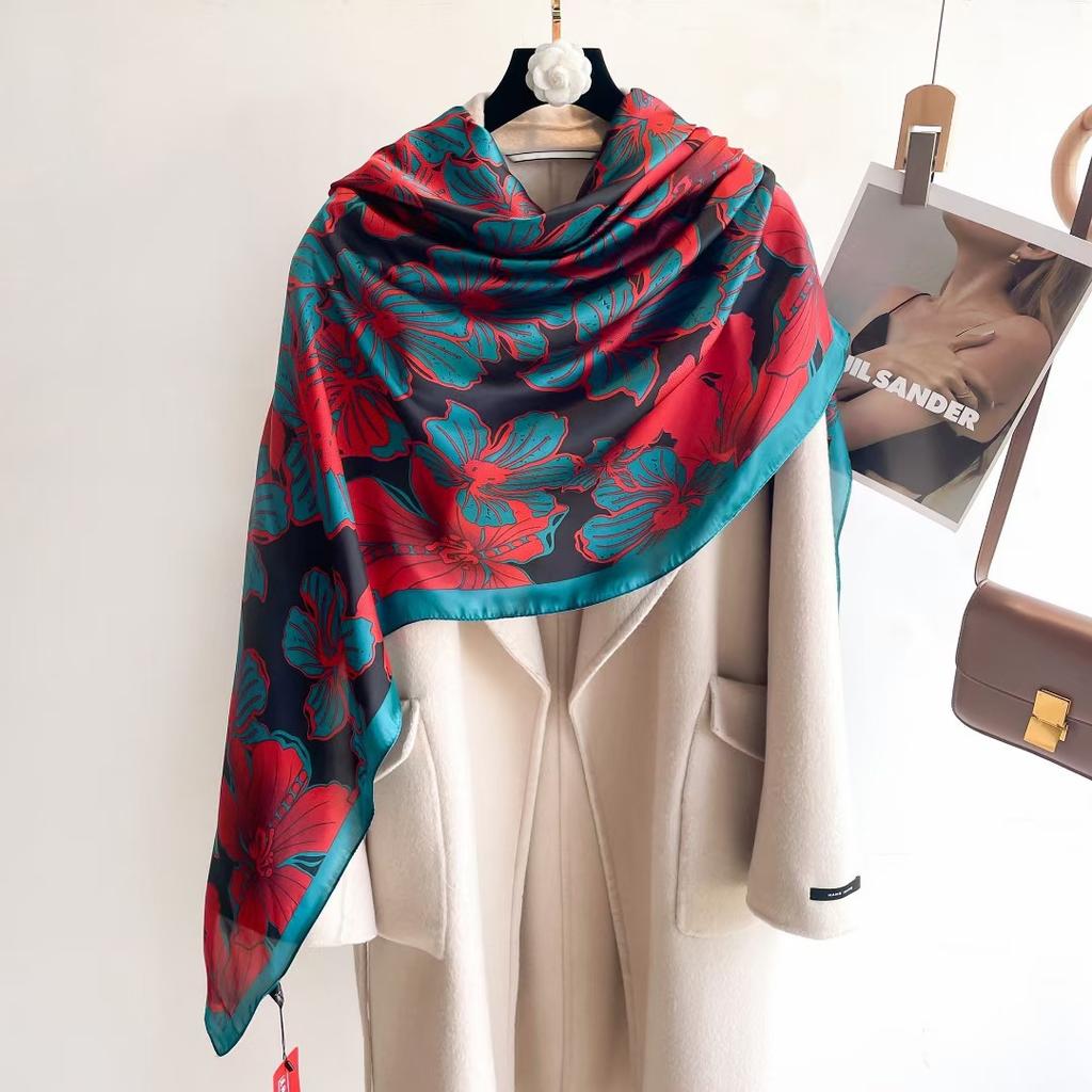 90x180cm Satin Silk-Like Scarf Oversized Women’s Summer Shawl Elegant Sun Protection Wrap & Luxury Gift