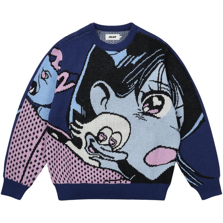 

Palace Вязаный синий унисекс топ с видом сзади P29KW017 M