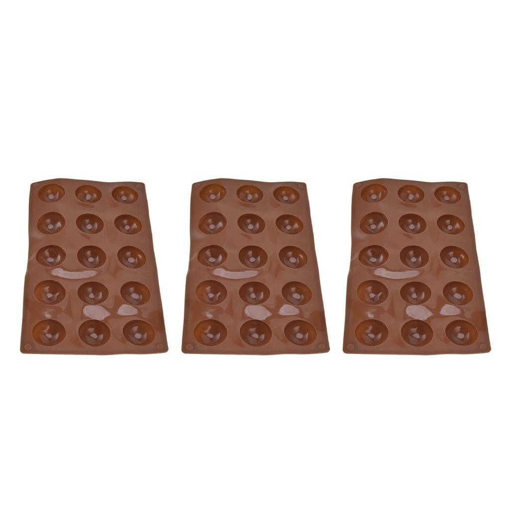 3 Stück 15 Löcher Silikonform Schokoladenbombenform Halbkugel Backform für Kuchen Gelee Pudding