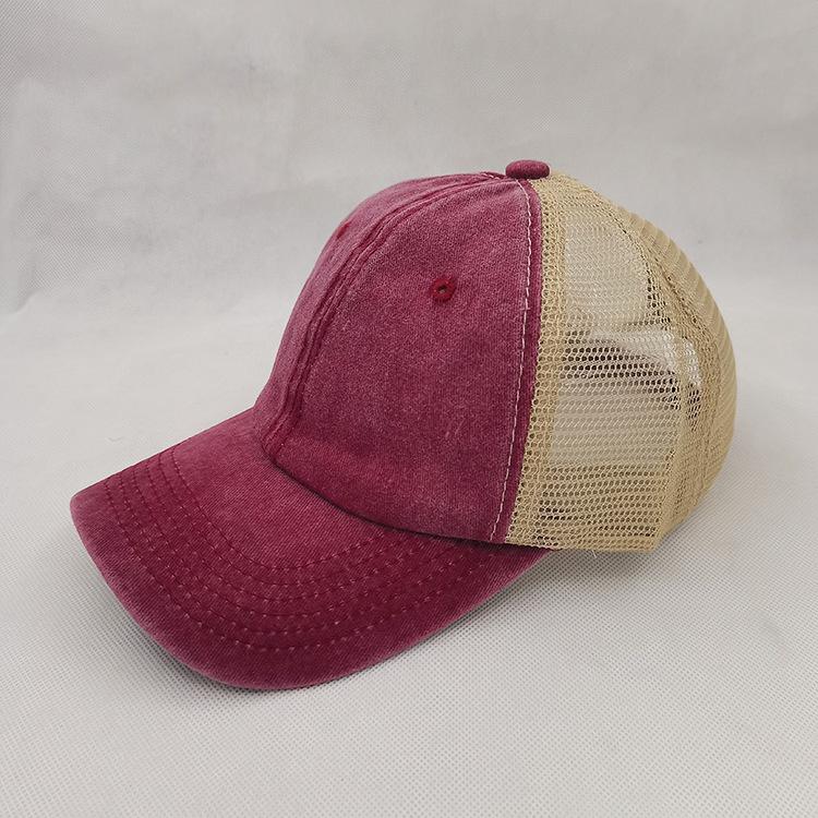 Custom Summer Solid Color Washed Cotton Mesh Hat Baseball Cap Men'S Outdoor Sun Protection Sunshade Fashion All-Match Woman Hats