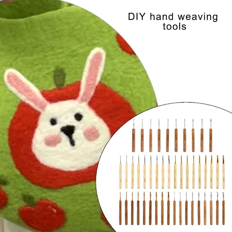 9Pcs Ergonomic Crochet Hook 2.0mm-6.0mm Wood Handle Crochet Hook for Beginner Adult Knitting Sweater Scarves Bag Socks