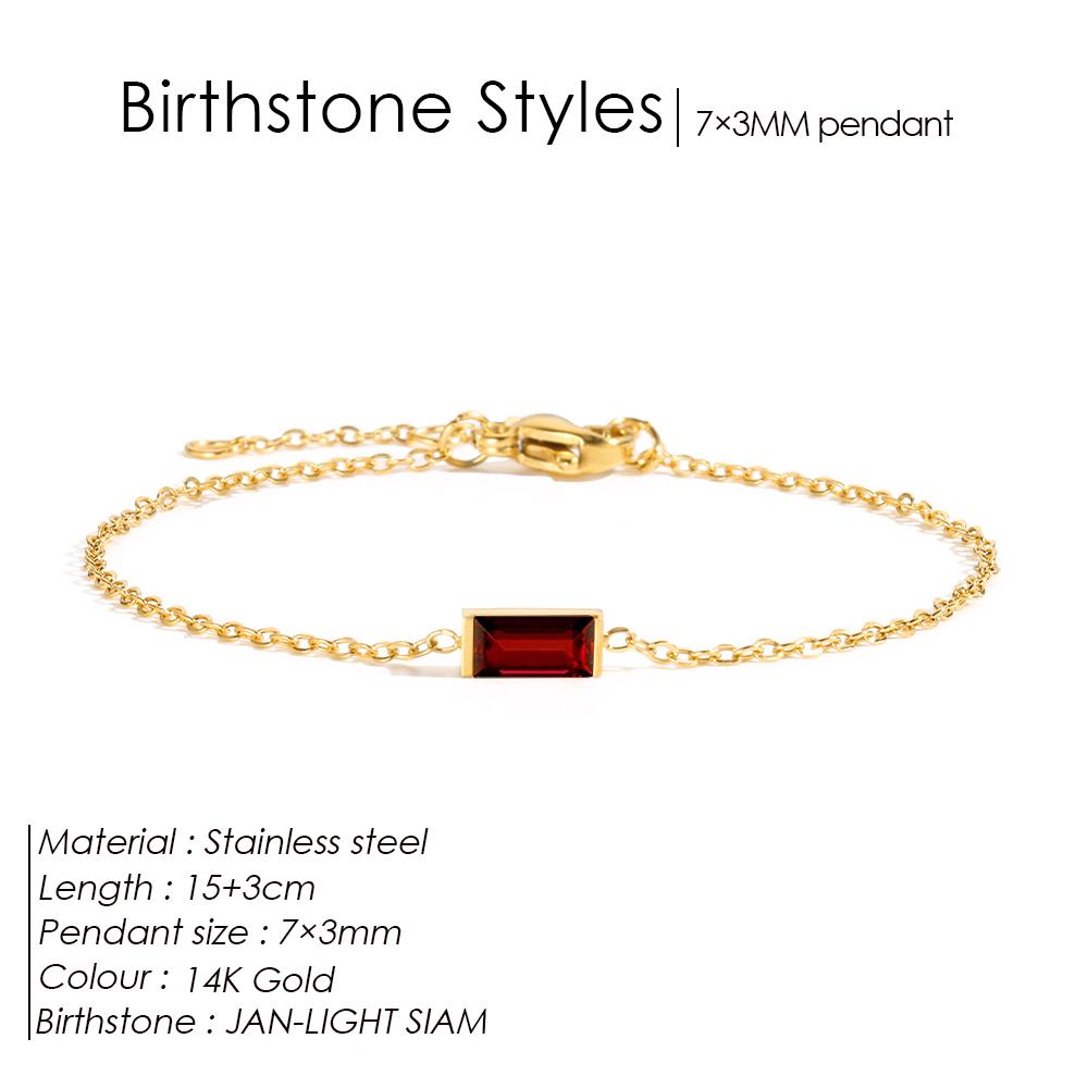 eManco Personalized Minimalist Birthstone Bracelet Stainless Steel PVD Gold Color Women's Birthday Gifts Daily Wear Celebrations