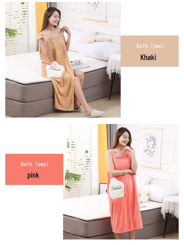 Women's Plus Size Coral Fleece Bath Skirt with Spaghetti Straps - Thick and Extra Large Wearable Bathrobe