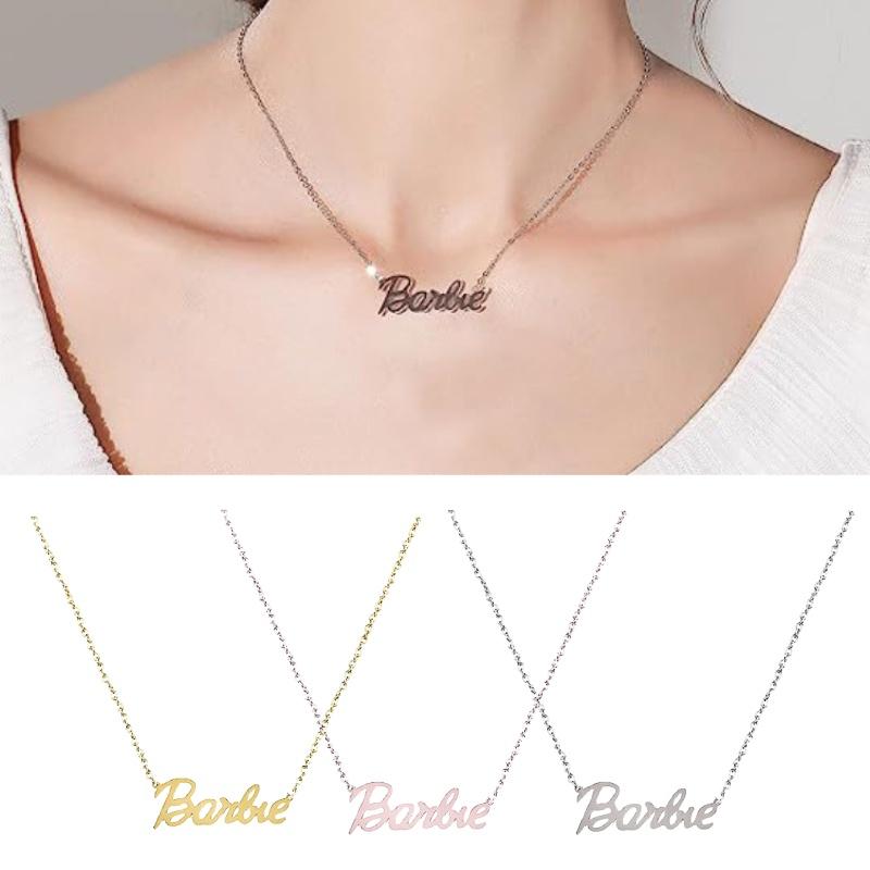 Colar de Letras Barbie da Moda Corrente Hip Hop para Clavícula Para um Visual Personalizado