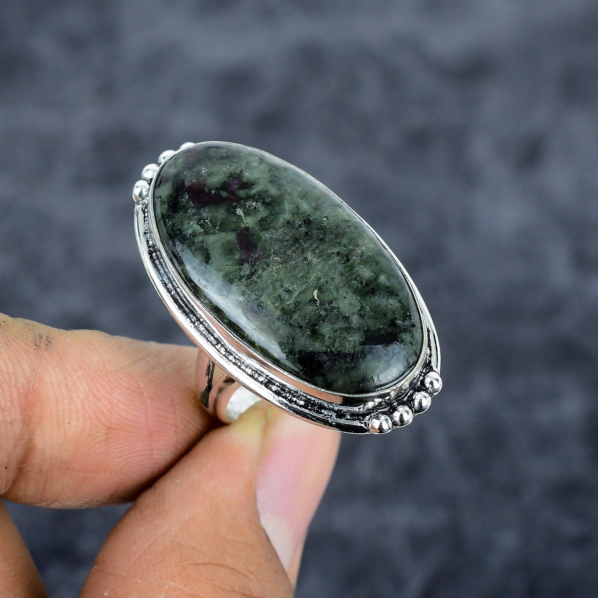 

Star Galaxy Gemstone Handmade 925 Sterling Silver Jewelry Ring Size 9 M-2771