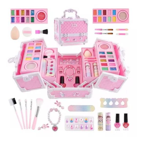 Prinzessinnen Schminkbox: Rollenspiel Kosmetik Spielzeug Set für Mädchen & Koffer - Perfektes Geburtstagsgeschenk