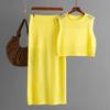 Slim-fit hollow sleeveless vest set, summer new knitted slit skirt two-piece set