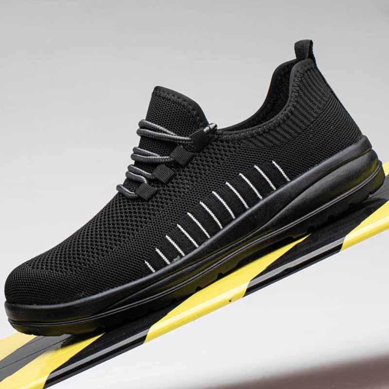 Ouylan Anti-Puncture For Construction & Machinery Steel Toe Safety Shoes, Mesh Breathable Low-Cut