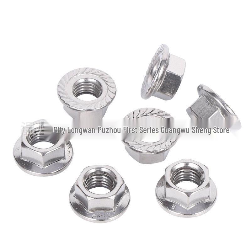 304/201 Stainless Steel Hex Anti-Slip Flange Nut Cap - Sizes M3 to M16 201 Stainless Steel M4 (500 pcs)