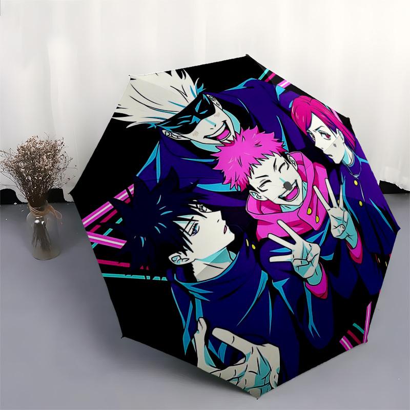 1pc Jujutsu Kaisen Characters Auto-Folding Umbrella - Portable 3-Fold Design, 8-Bone Iron Frame Outdoor Umbrella, Perfect Gift for Fans, Travelers, Da