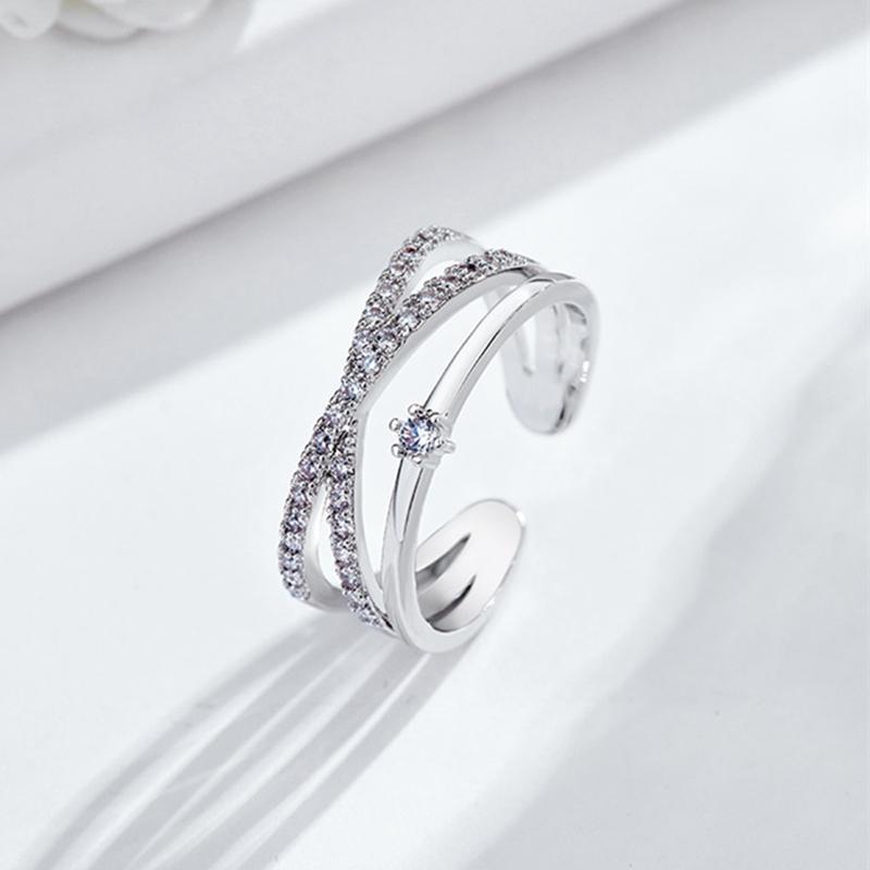 New Minimalist Rose Gold Color Cross Ring Simple Multi Layer Open Adjustable Rings For Women Christian Gift