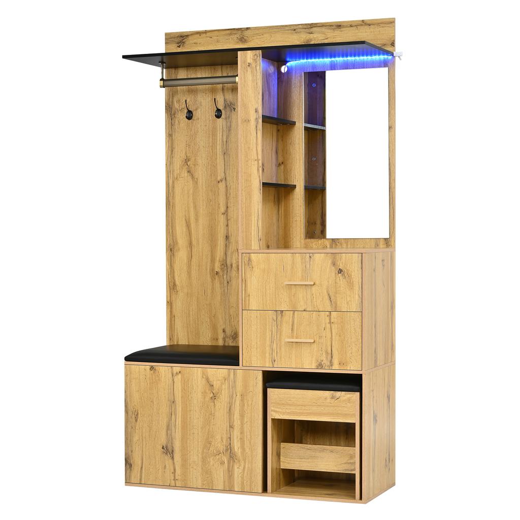 Wardrobe Cabinet Wardrobe Hallway Cabinet Shoe Cabinet Vanity Table MDF APP LED Light Mirror Aluminium Handle